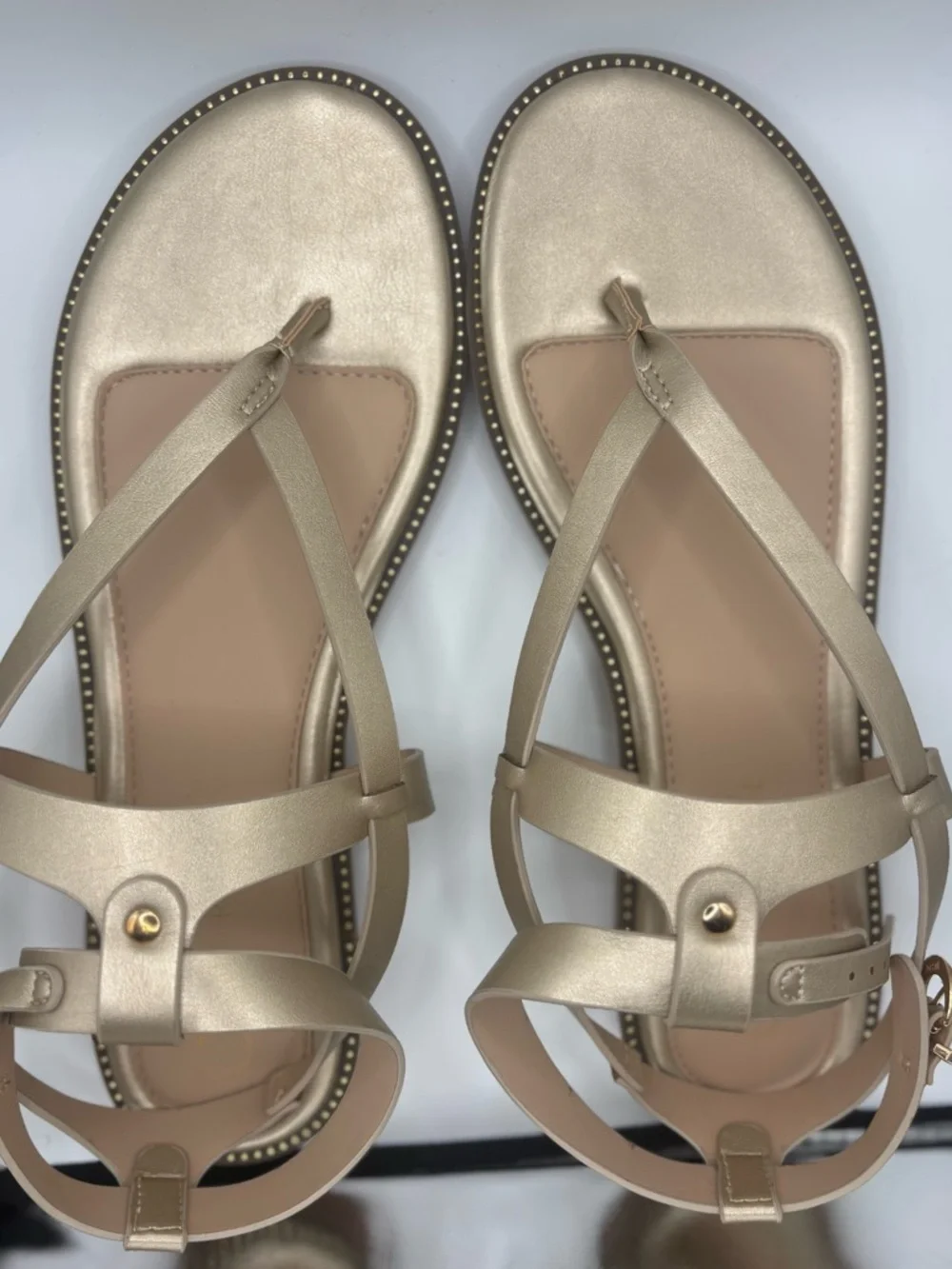 Journee Collection Metallic Gold T-Strap Flat Sandal